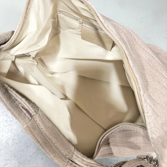 Pierre Cardin Beige Leather Large Hobo Relaxed Suede Shoulder Bag - Picture 6 of 6